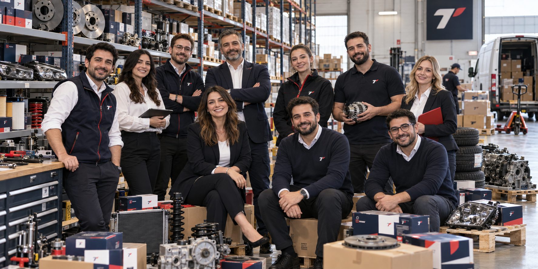 فريق TUROS في مستودع قطع غيار السيارات بإسطنبول